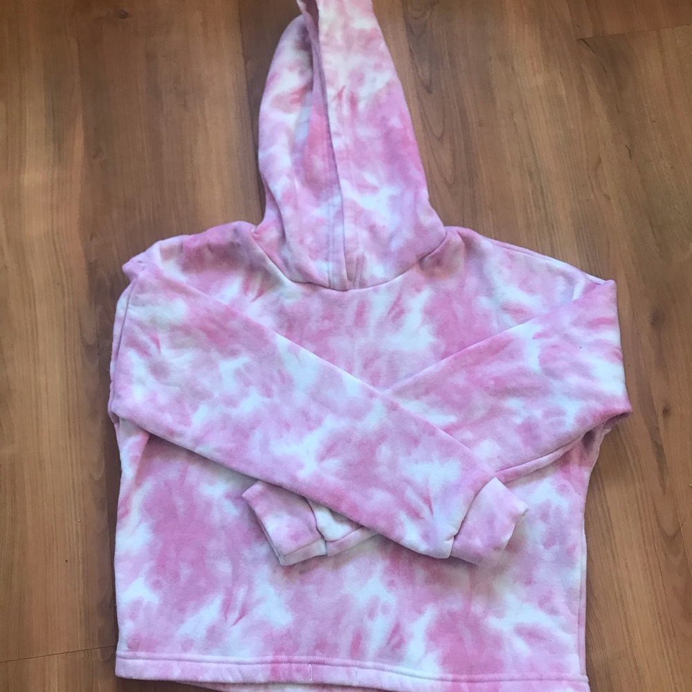 LA Image cropped pink tie dye hoodie sz M